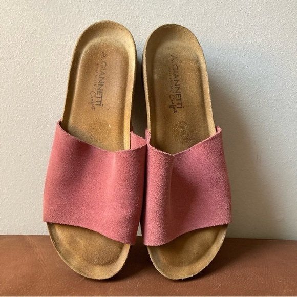 A. Giannetti | Suede One Strap Minimalist Slip On Slide Sandal - Picture 2 of 7